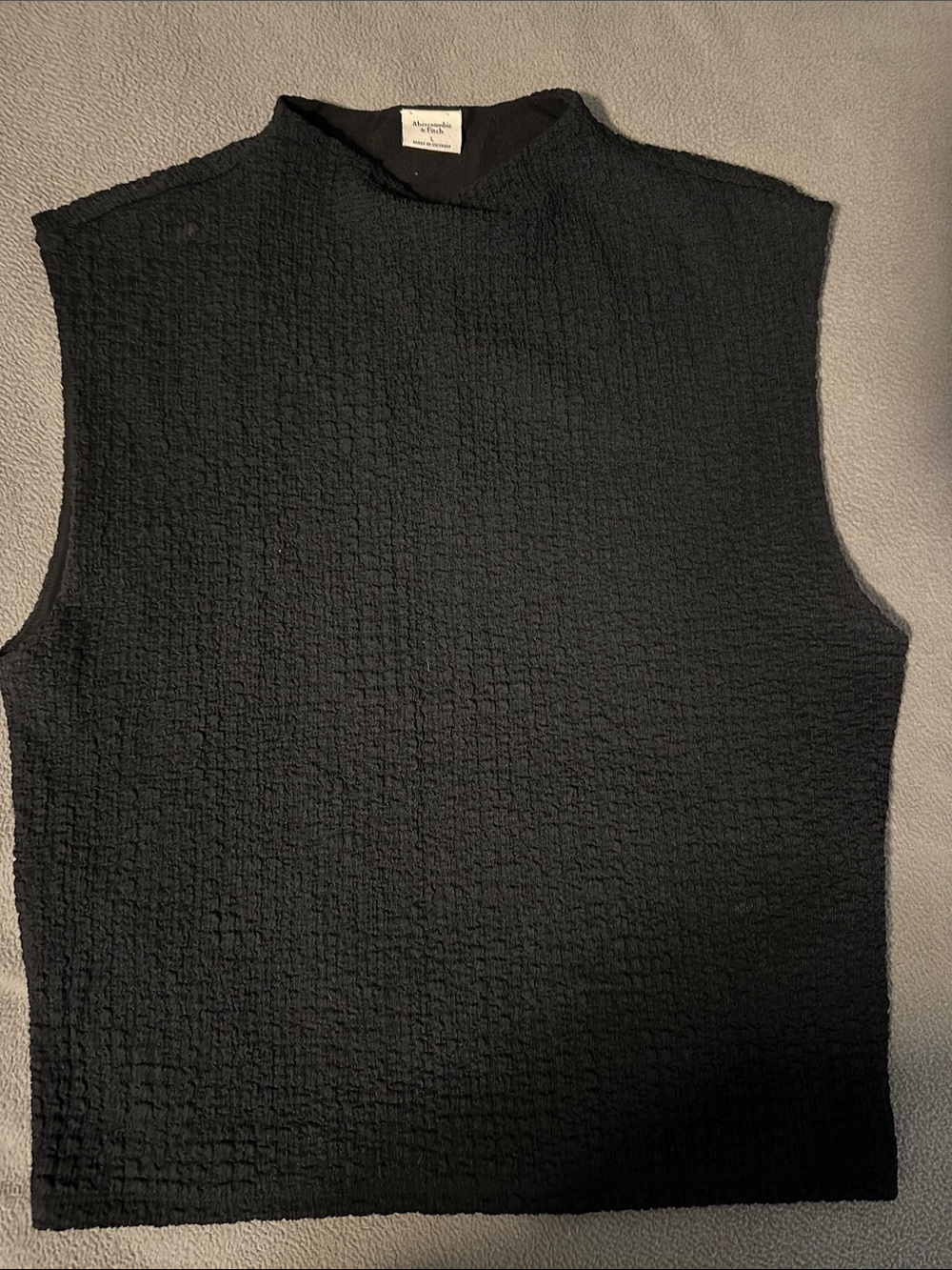 Abercrombie & Fitch Black Textured Sleeveless Tank